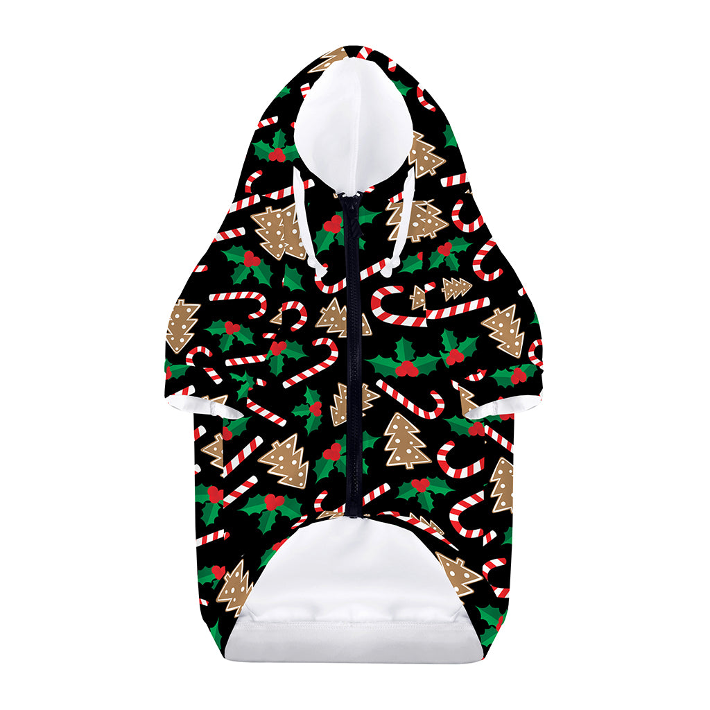 Christmas Cookie And Candy Pattern Print Dog Zip Up Hoodie