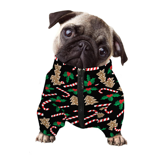 Christmas Cookie And Candy Pattern Print Dog Zip Up Jacket