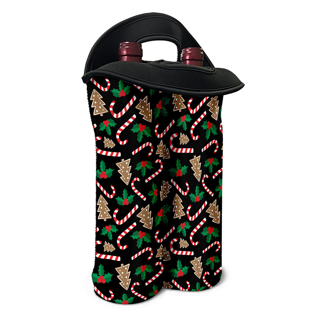 Christmas Cookie And Candy Pattern Print Double Neoprene Wine Tote