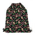Christmas Cookie And Candy Pattern Print Drawstring Bag
