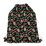 Christmas Cookie And Candy Pattern Print Drawstring Bag