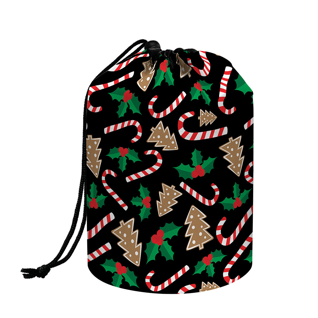 Christmas Cookie And Candy Pattern Print Drawstring Makeup Bag
