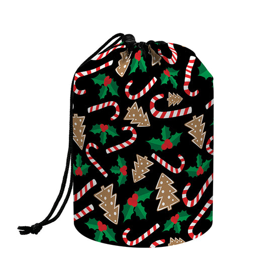 Christmas Cookie And Candy Pattern Print Drawstring Makeup Bag
