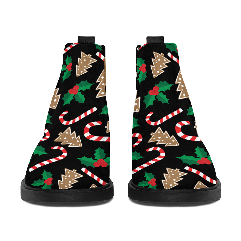 Christmas Cookie And Candy Pattern Print Flat Ankle Boots