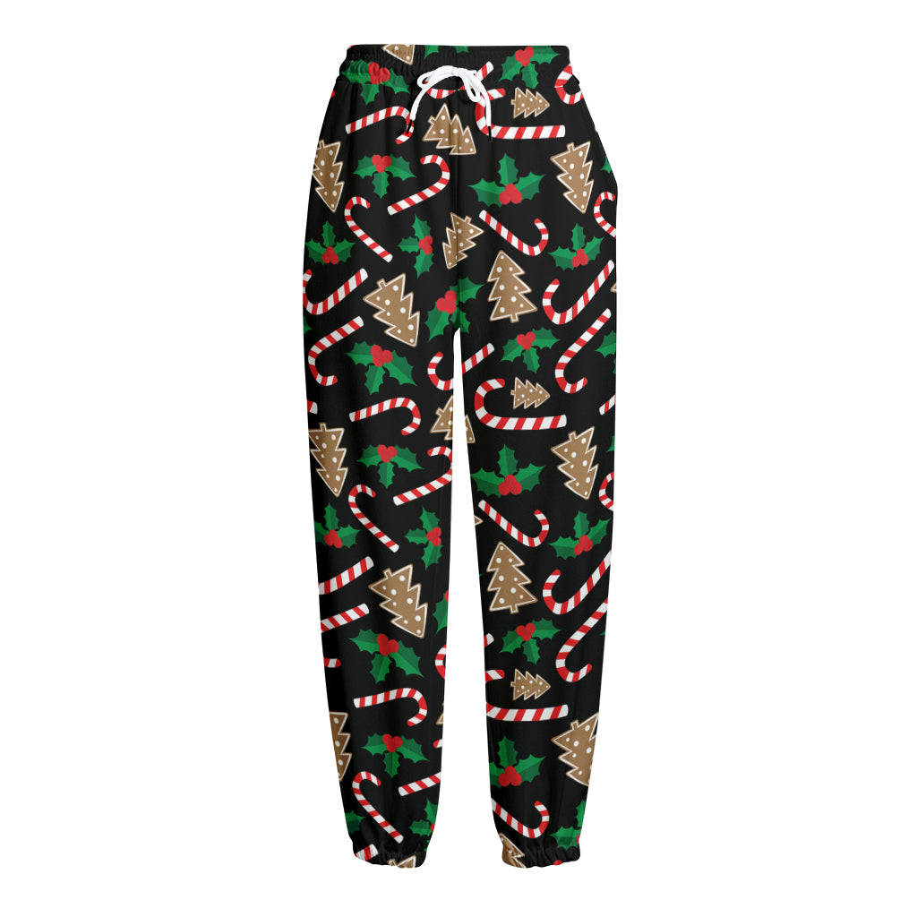 Christmas Cookie And Candy Pattern Print Fleece Lined Knit Pants