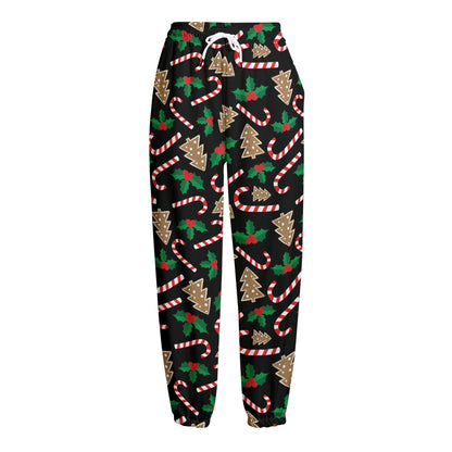 Christmas Cookie And Candy Pattern Print Fleece Lined Knit Pants