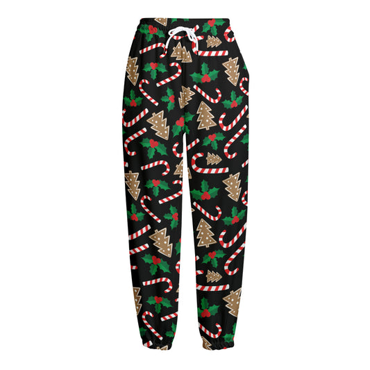 Christmas Cookie And Candy Pattern Print Fleece Lined Knit Pants