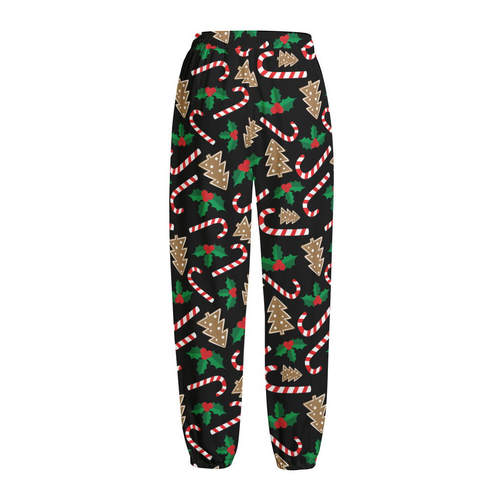 Christmas Cookie And Candy Pattern Print Fleece Lined Knit Pants