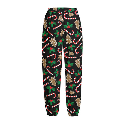 Christmas Cookie And Candy Pattern Print Fleece Lined Knit Pants