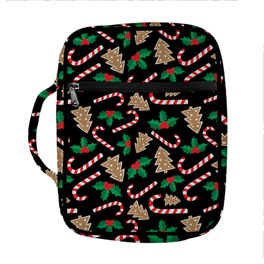 Christmas Cookie And Candy Pattern Print Front Pocket Bible Bag