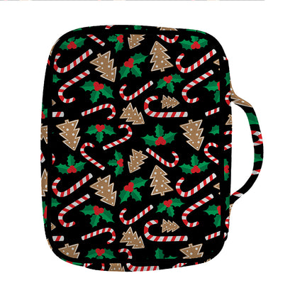 Christmas Cookie And Candy Pattern Print Front Pocket Bible Bag