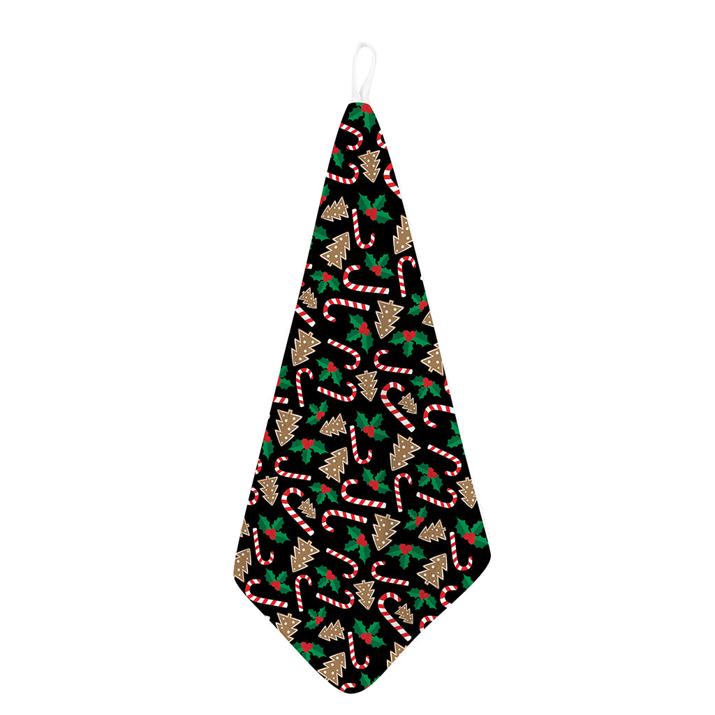 Christmas Cookie And Candy Pattern Print Hand Towel