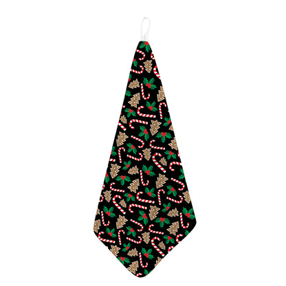 Christmas Cookie And Candy Pattern Print Hand Towel