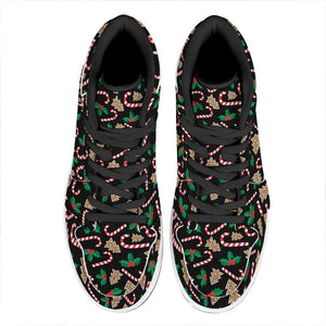 Christmas Cookie And Candy Pattern Print High Top Leather Sneakers