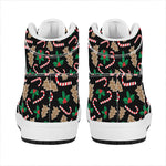 Christmas Cookie And Candy Pattern Print High Top Leather Sneakers