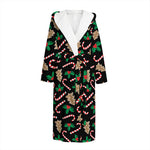 Christmas Cookie And Candy Pattern Print Hooded Bathrobe