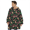 Christmas Cookie And Candy Pattern Print Hoodie Blanket