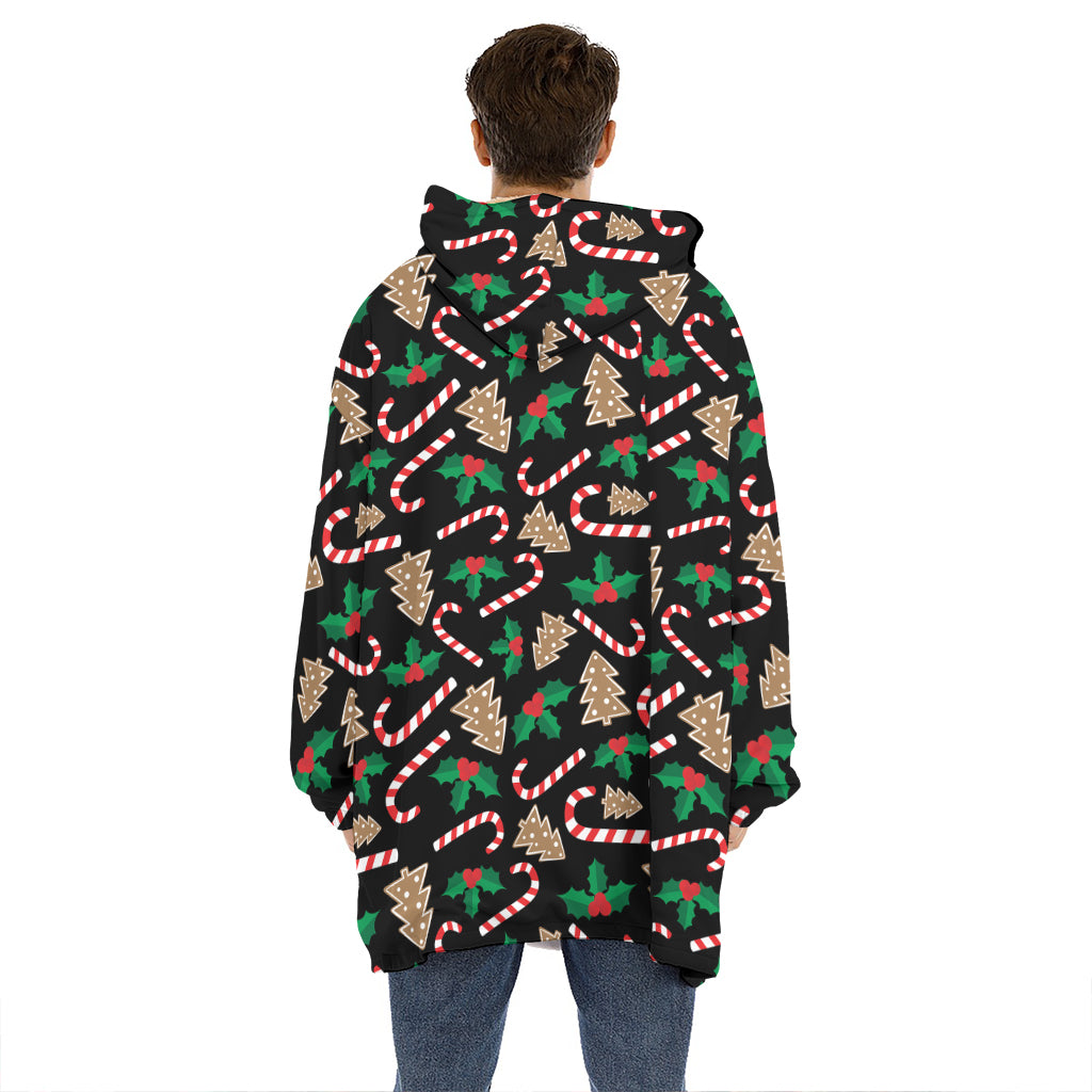 Christmas Cookie And Candy Pattern Print Hoodie Blanket