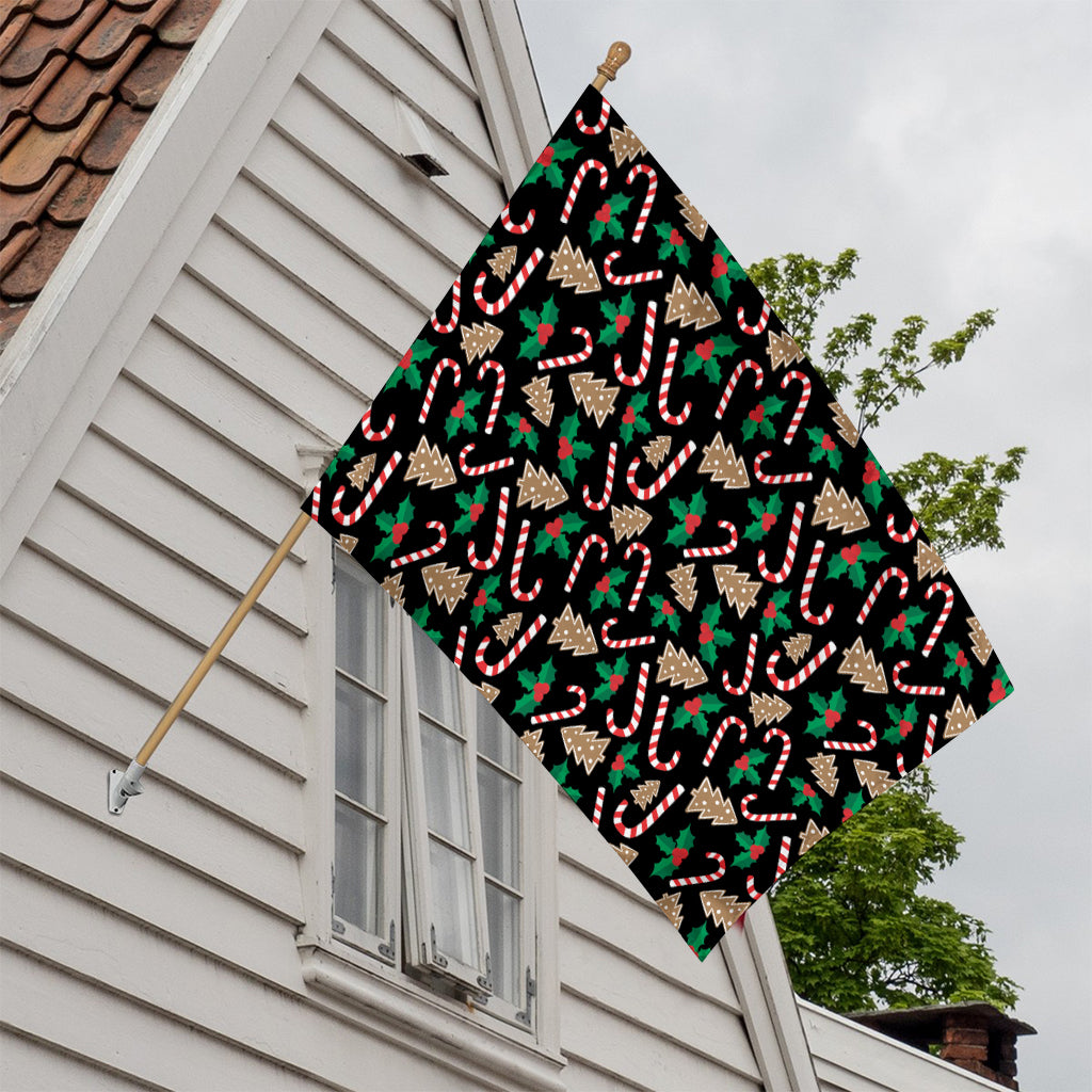 Christmas Cookie And Candy Pattern Print House Flag
