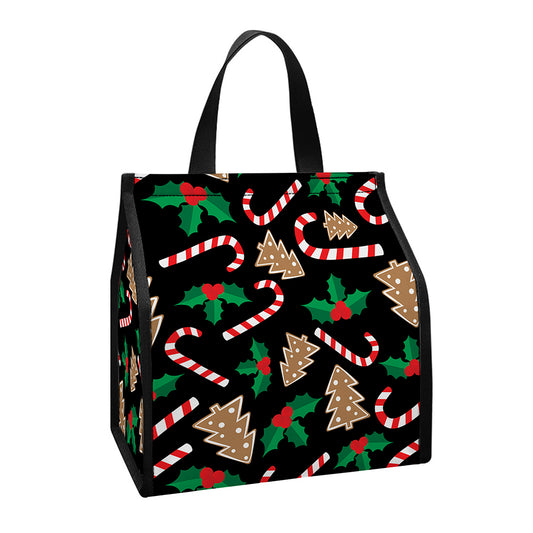 Christmas Cookie And Candy Pattern Print Insulated Lunch Tote