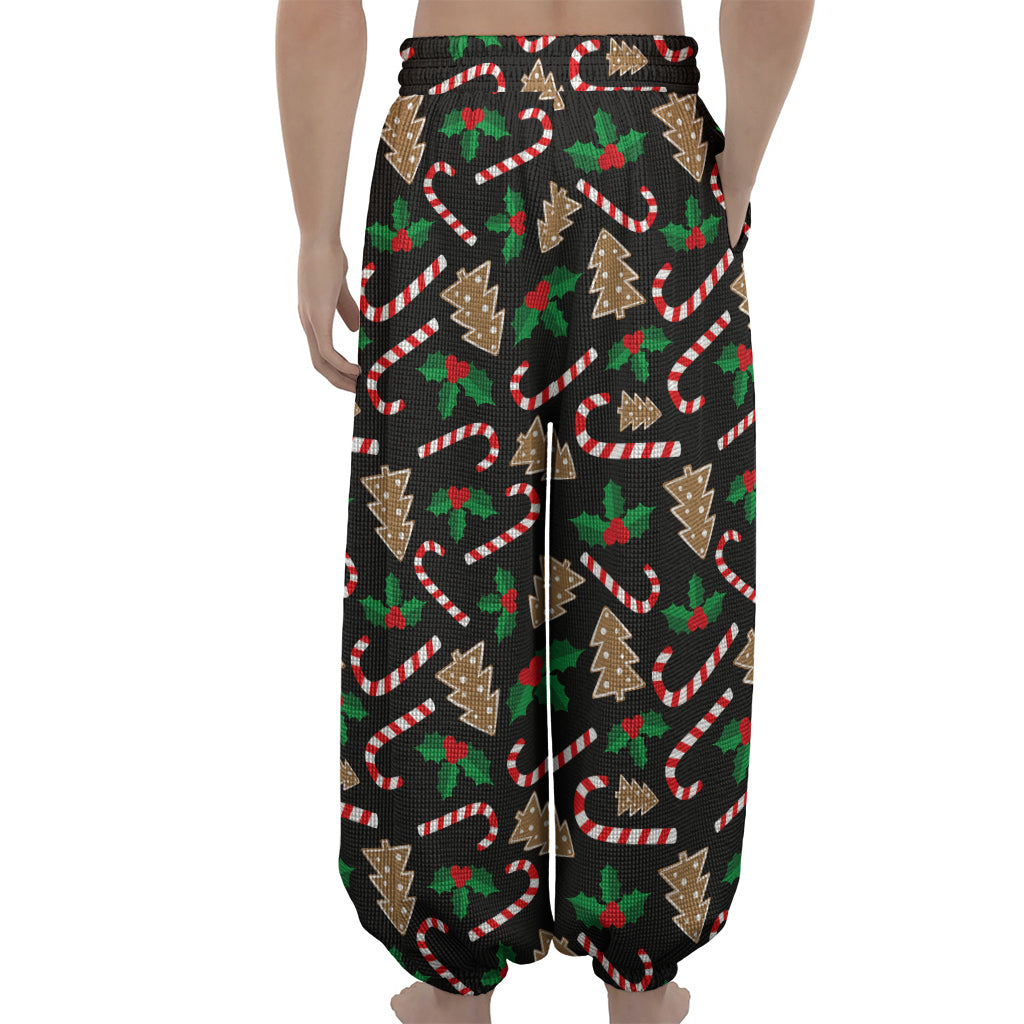 Christmas Cookie And Candy Pattern Print Lantern Pants