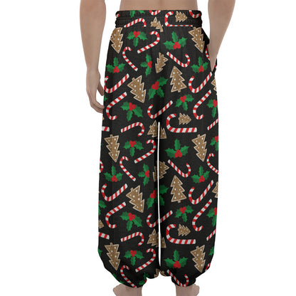 Christmas Cookie And Candy Pattern Print Lantern Pants
