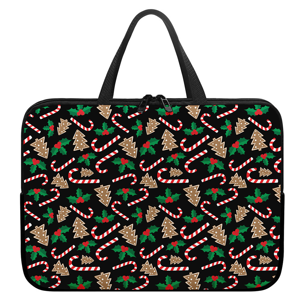 Christmas Cookie And Candy Pattern Print Laptop Sleeve With Handle
