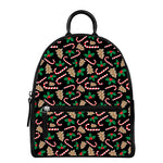 Christmas Cookie And Candy Pattern Print Leather Backpack