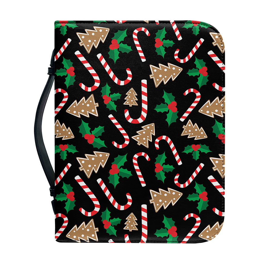 Christmas Cookie And Candy Pattern Print Leather Bible Cover