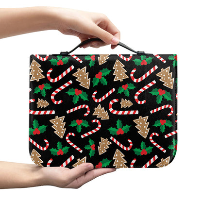Christmas Cookie And Candy Pattern Print Leather Bible Cover