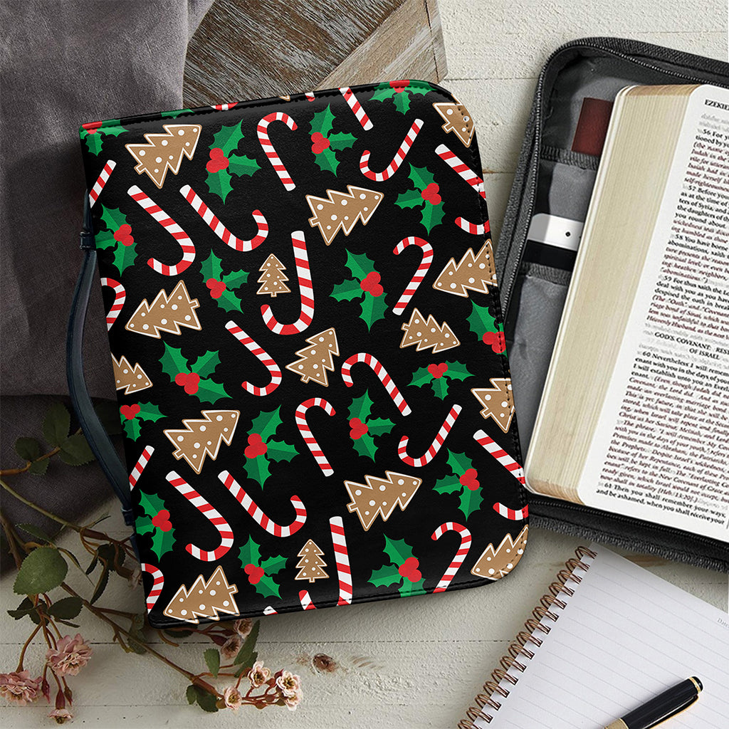 Christmas Cookie And Candy Pattern Print Leather Bible Cover