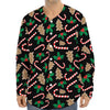 Christmas Cookie And Candy Pattern Print Long Sleeve Baseball Jersey