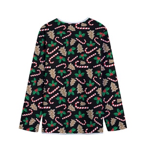 Christmas Cookie And Candy Pattern Print Long Sleeve Short Coat