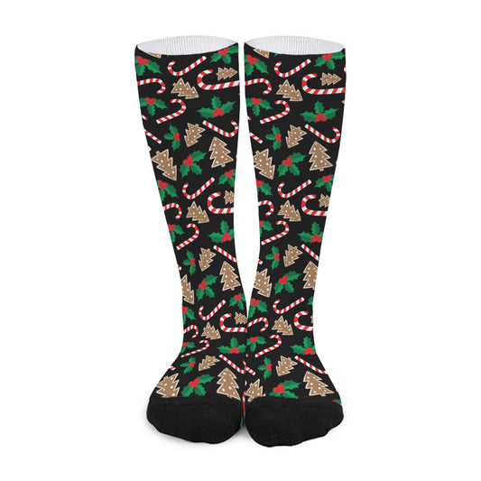 Christmas Cookie And Candy Pattern Print Long Socks