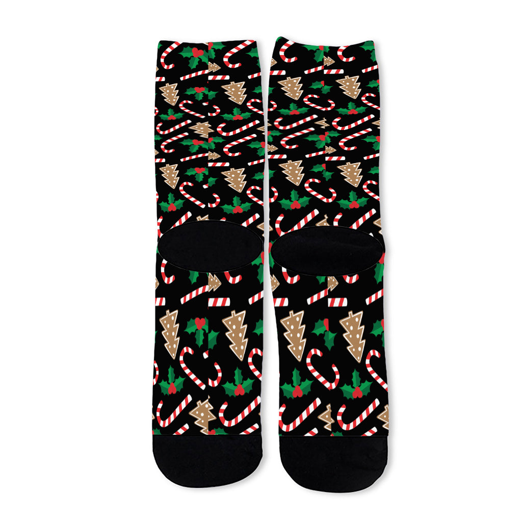 Christmas Cookie And Candy Pattern Print Long Socks
