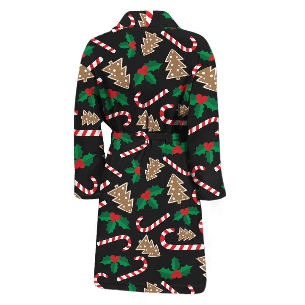 Christmas Cookie And Candy Pattern Print Men's Bathrobe