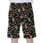 Christmas Cookie And Candy Pattern Print Men's Beach Shorts