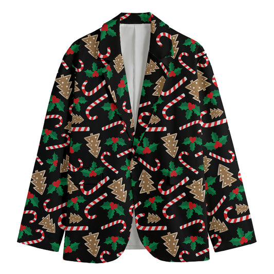 Christmas Cookie And Candy Pattern Print Men's Blazer