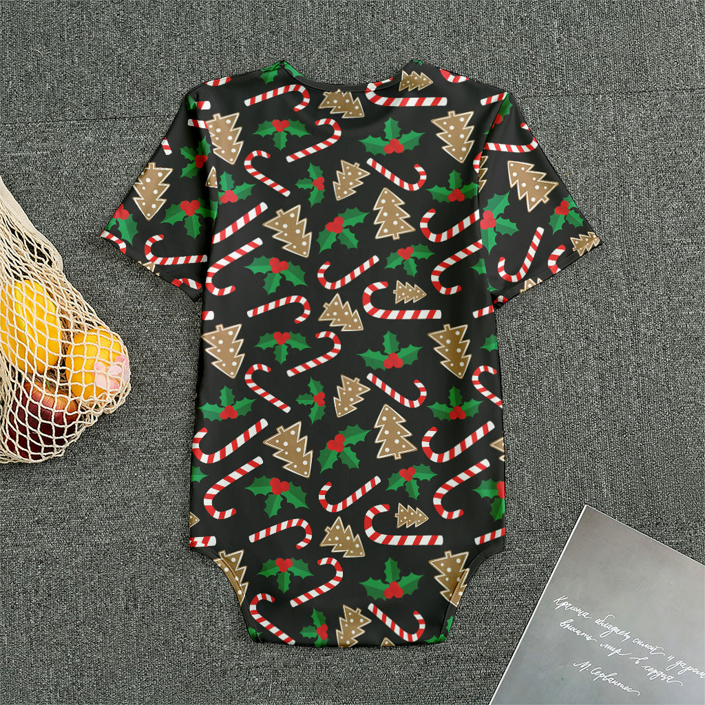 Christmas Cookie And Candy Pattern Print Men's Bodysuit