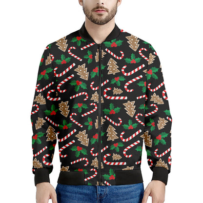 Christmas Cookie And Candy Pattern Print Men's Bomber Jacket