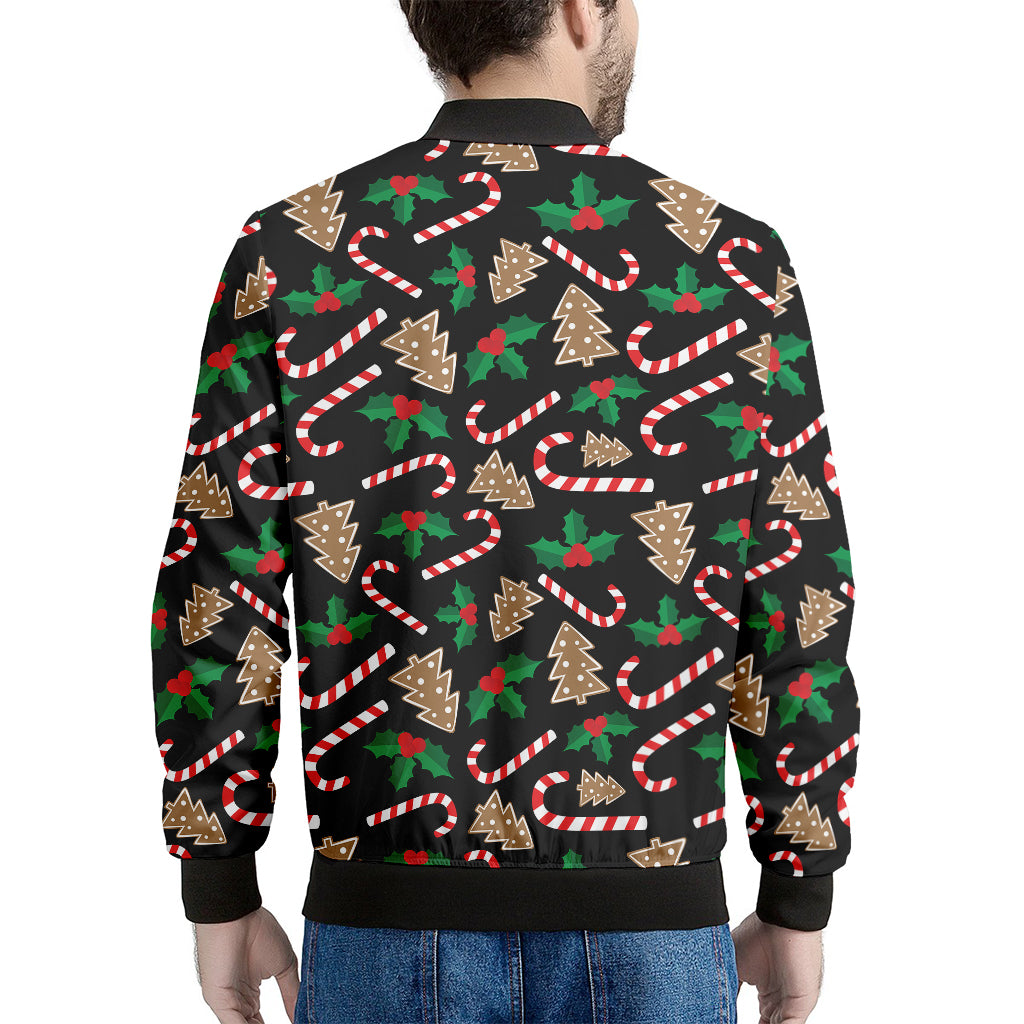 Christmas Cookie And Candy Pattern Print Men's Bomber Jacket