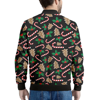 Christmas Cookie And Candy Pattern Print Men's Bomber Jacket
