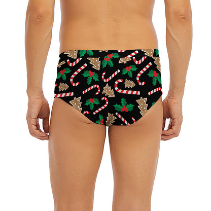 Christmas Cookie And Candy Pattern Print Men's Briefs