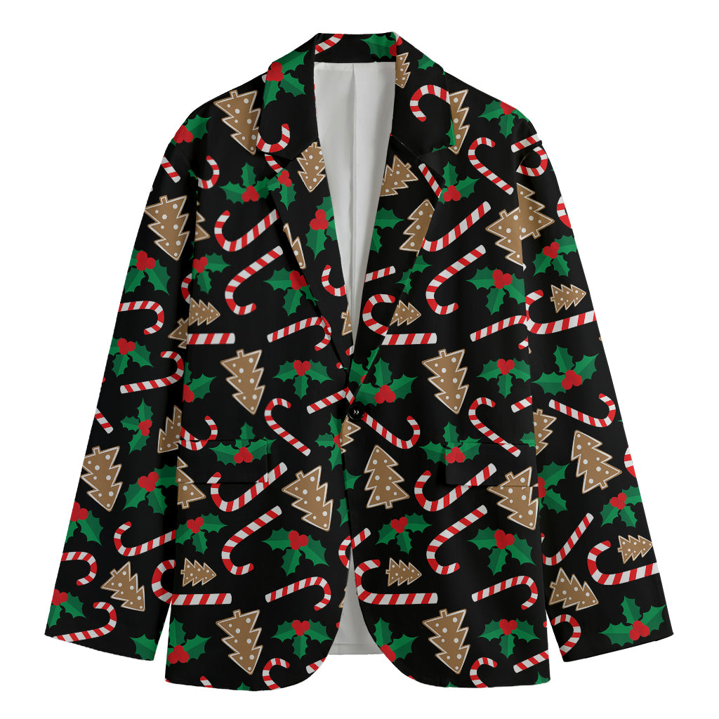 Christmas Cookie And Candy Pattern Print Men's Cotton Blazer