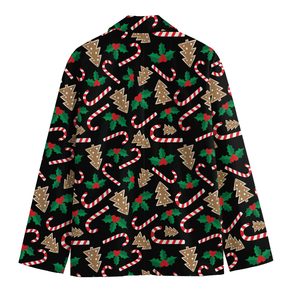 Christmas Cookie And Candy Pattern Print Men's Cotton Blazer