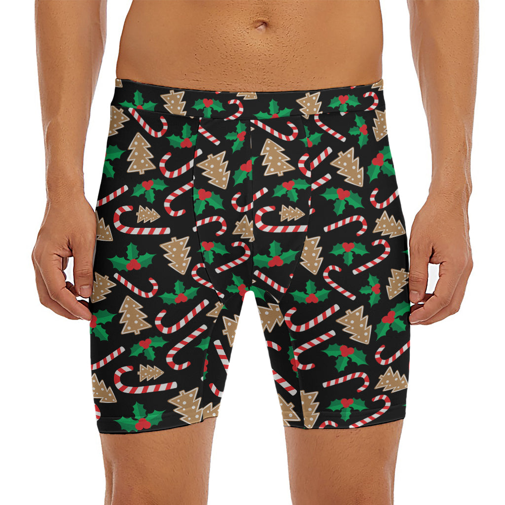 Christmas Cookie And Candy Pattern Print Men's Long Boxer Briefs
