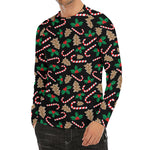 Christmas Cookie And Candy Pattern Print Men's Long Sleeve Rash Guard