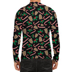 Christmas Cookie And Candy Pattern Print Men's Long Sleeve Rash Guard