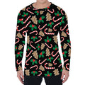 Christmas Cookie And Candy Pattern Print Men's Long Sleeve T-Shirt