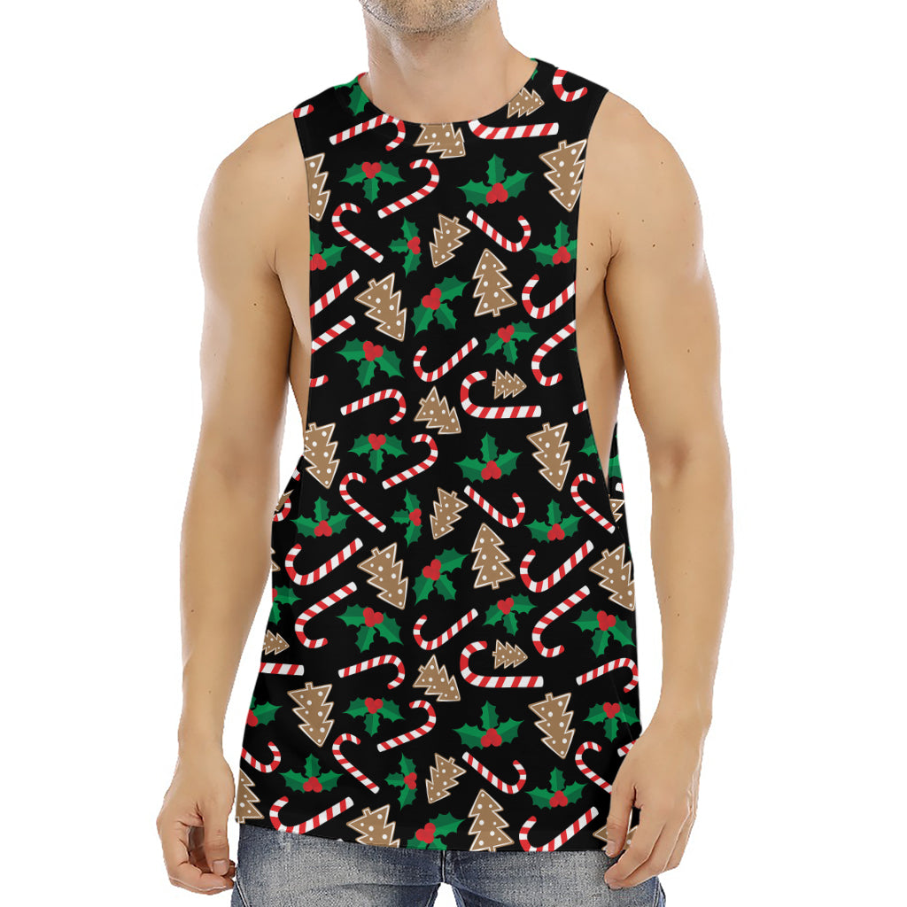 Christmas Cookie And Candy Pattern Print Men's Muscle Tank Top